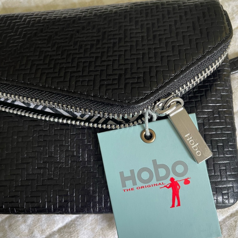 HOBO Embossed Black Leather Crossbody